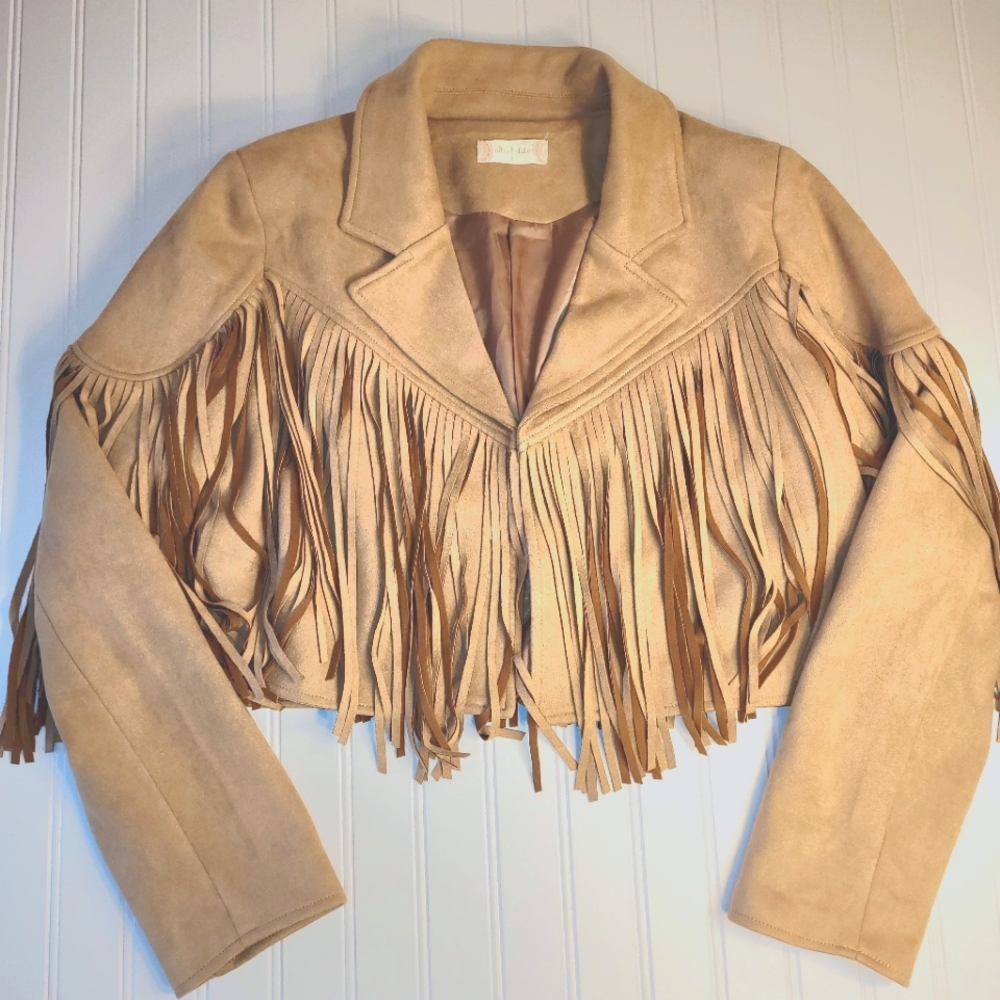 Altard State Boho Fringe crop cowgirl festival jacket size Large